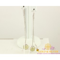 Серебряные серьги протяжки шары кварц 588038с